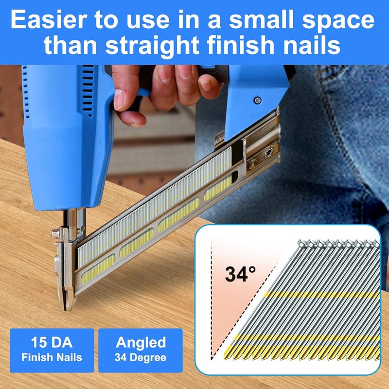 SimCos 15 Gauge 34-Degree DA Series Angled Finish Nails, Galvanized Assorted Size Project Pack for Pneumatic, Electric Angled Finish Nailer or Nail Gun (Assorted sizes-1) - Image 4